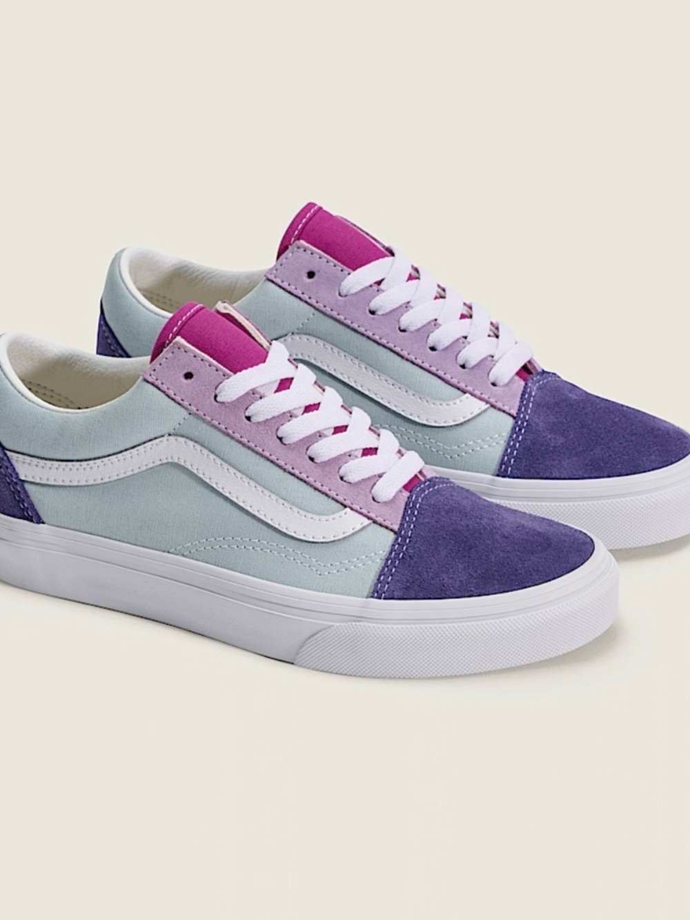 Vans Low Top Sneakers in Mint, Lavender & Magenta